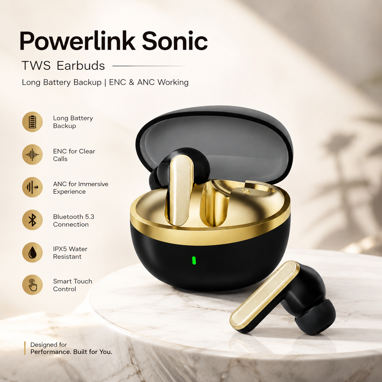 Powerlink Sonic TWS Earbuds β Long Battery Backup | ENC & ANC Working