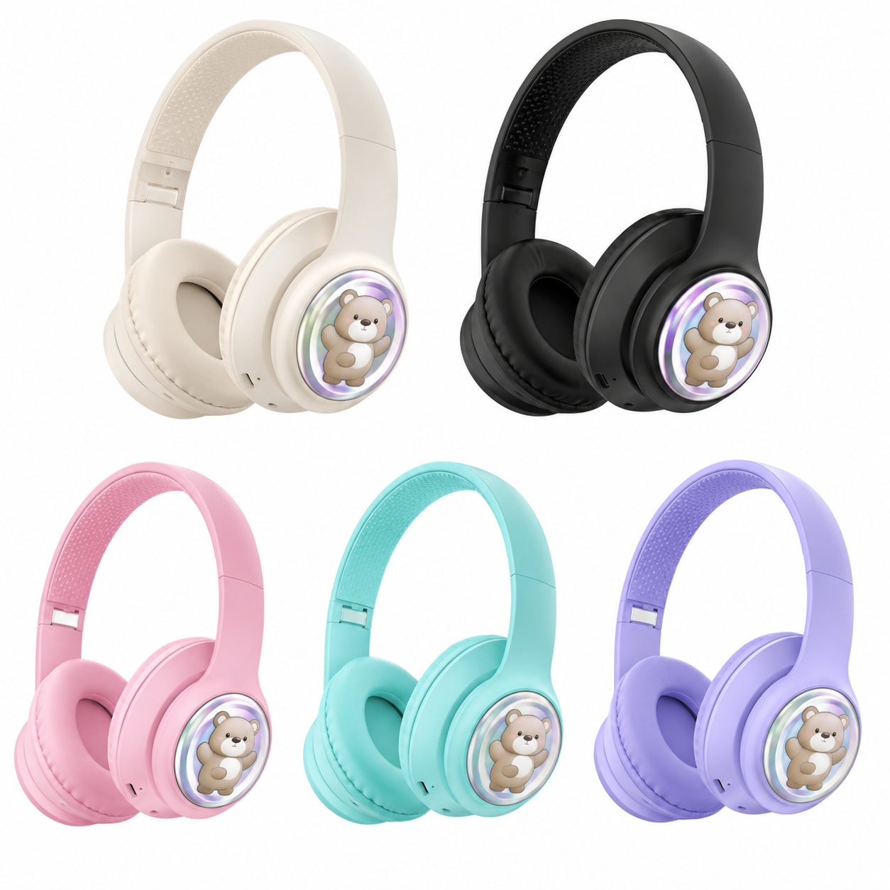 Wireless Music BT Headphones AKZ52 | Over-Ear Foldable Gaming Headset | Noise Protection | Bluetooth 5.0 | Stereo Sound | Built-in Mic | Kids & Adults | Travel, School, Phone, Tablet, PC | Purple