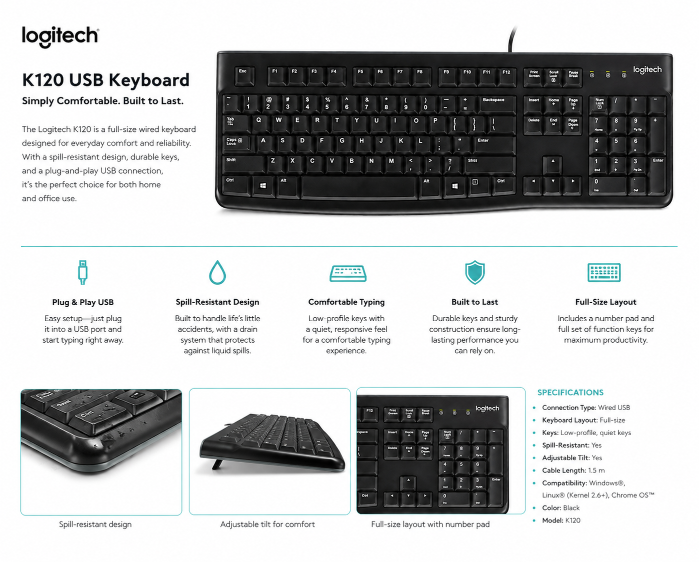 Logitech K120 USB Keyboard