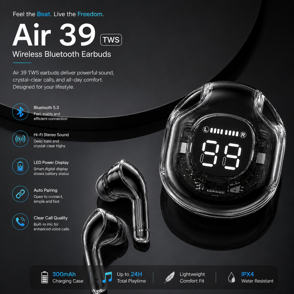 Air 39 TWS Wireless Bluetooth Earbuds