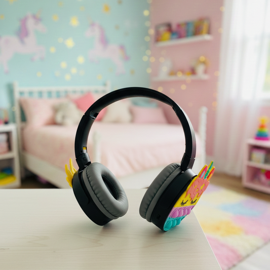 AMONPOW Kids Bluetooth Headphones – Wireless, Noise-Cancelling, with Microphone | Soft Silicone On-Ear Headphones for School, Travel, Tablet & Phone (random colour)