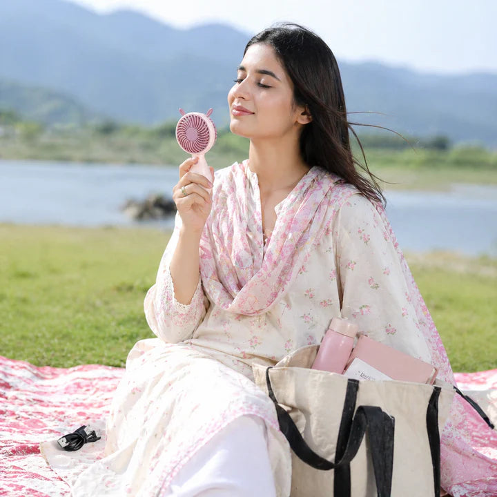 Portable USB Rechargeable Mini Handheld Fan | Lightweight Personal Cooling Fan | Strong Airflow | Portable Summer Cooling Fan