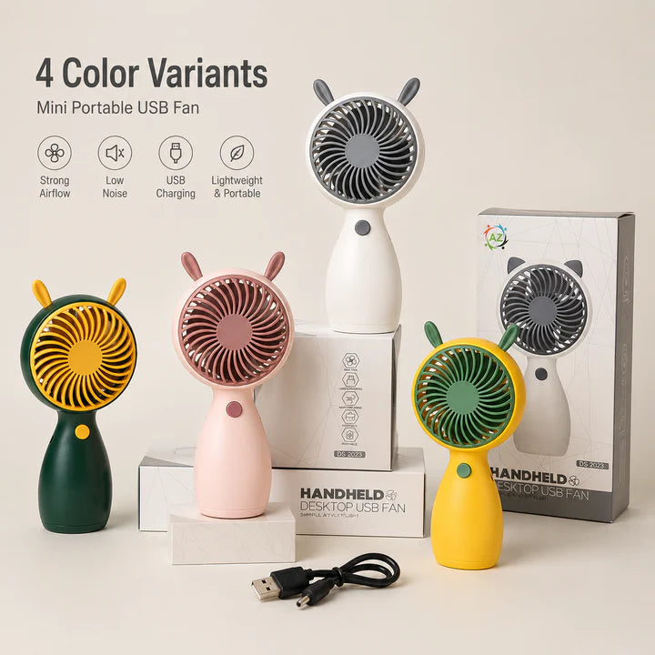 Portable USB Rechargeable Mini Handheld Fan | Lightweight Personal Cooling Fan | Strong Airflow | Portable Summer Cooling Fan