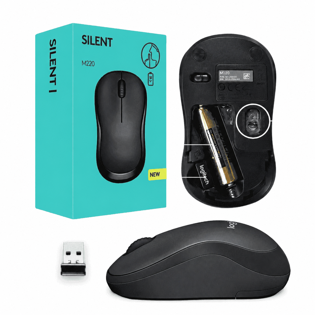 Logitech M220 Wireless Mouse – 1000 DPI 2.4GHz Mice with USB Receiver for PC & Laptop