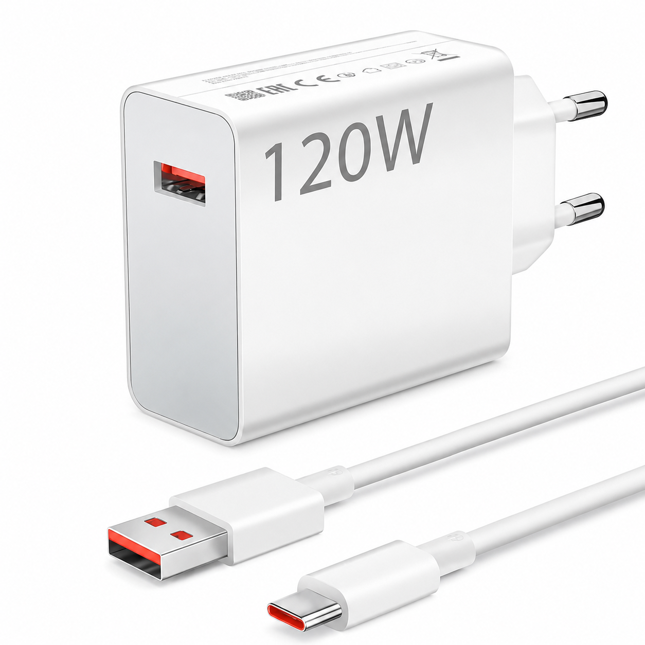 XIAOMI 120W EU Plug QC3.0 Fast Wall Charger with Charging Cable – Ultra Fast Quick Charge Adapter