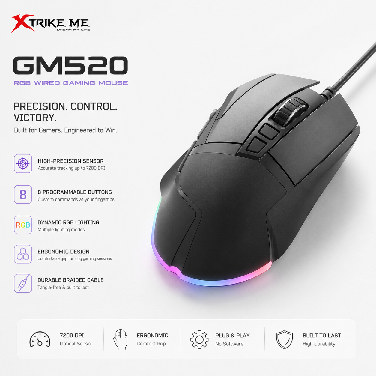 XTRIKE ME GM520 RGB Wired Gaming Mouse