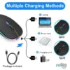 Rechargeable Wireless Mouse Bluetooth & USB Receiver