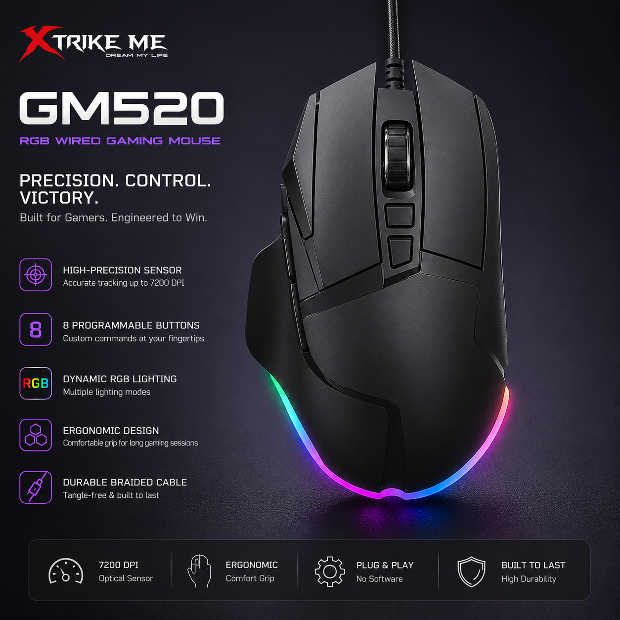 XTRIKE ME GM520 RGB Wired Gaming Mouse