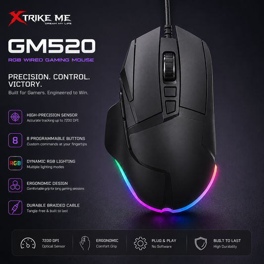 XTRIKE ME GM520 RGB Wired Gaming Mouse