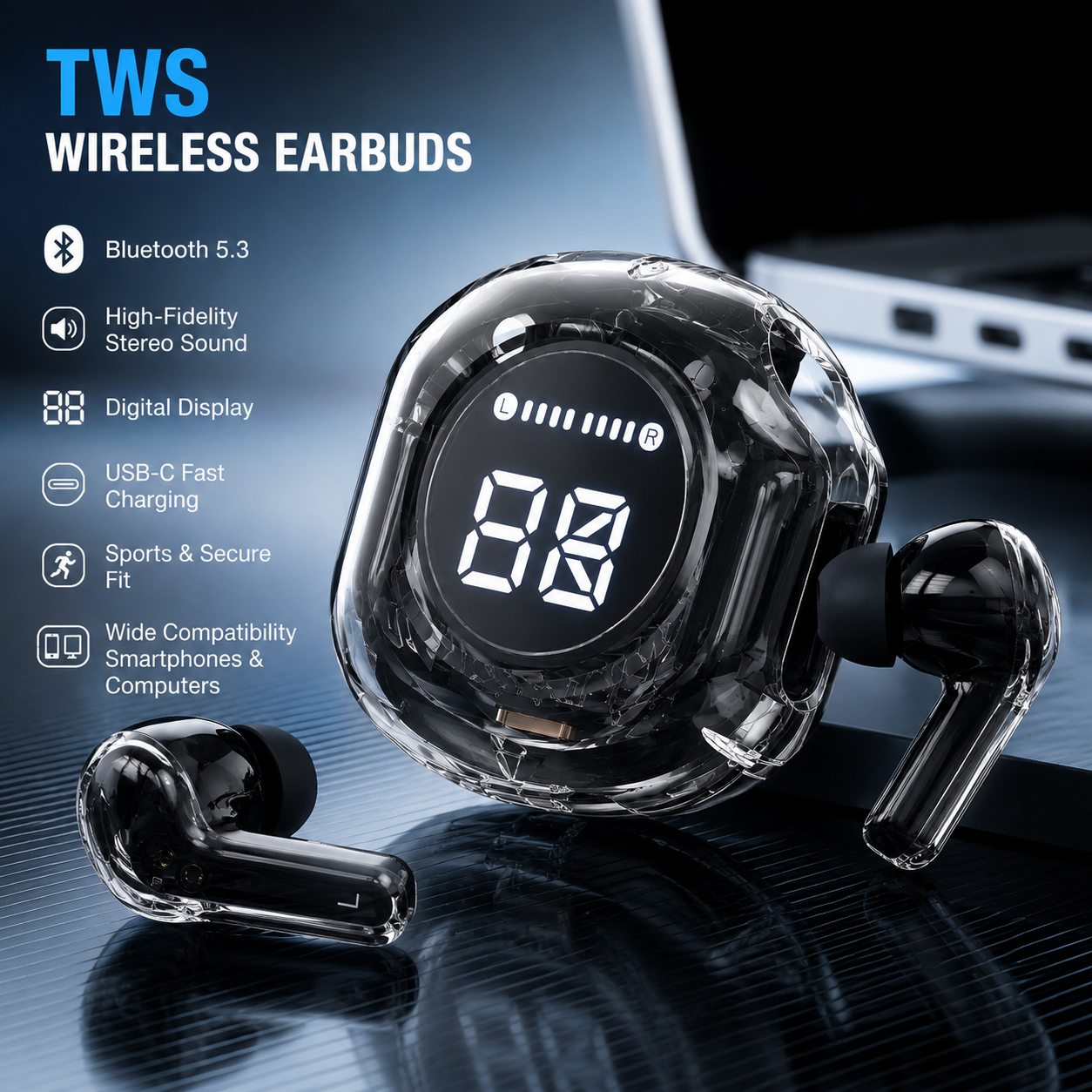 TWS  Earbuds Wireless  Bluetooth 5.3