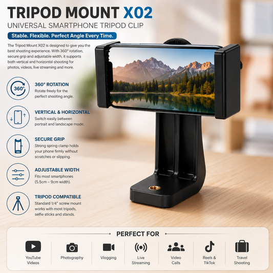 Tripod Mount X02 – Universal Smartphone Tripod Clip